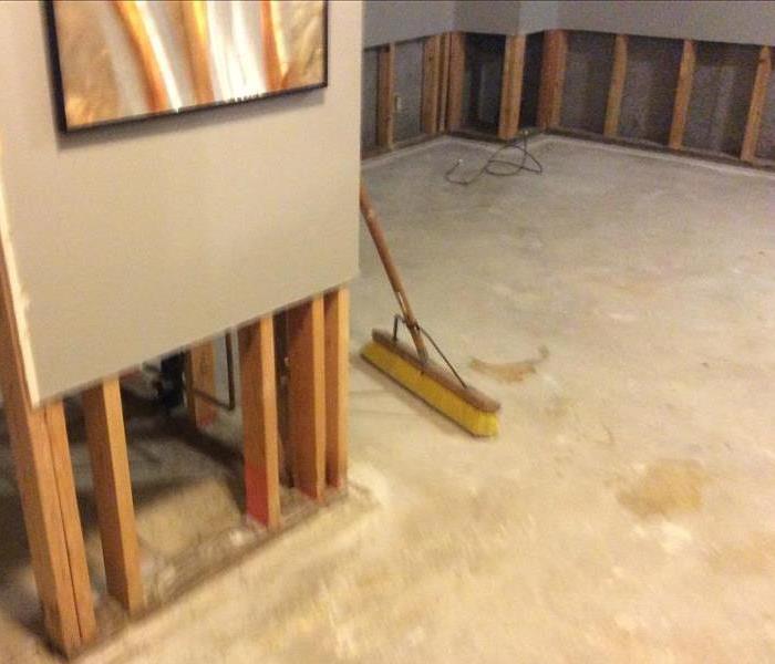 The walls in a basement have been cut 2 feet up.